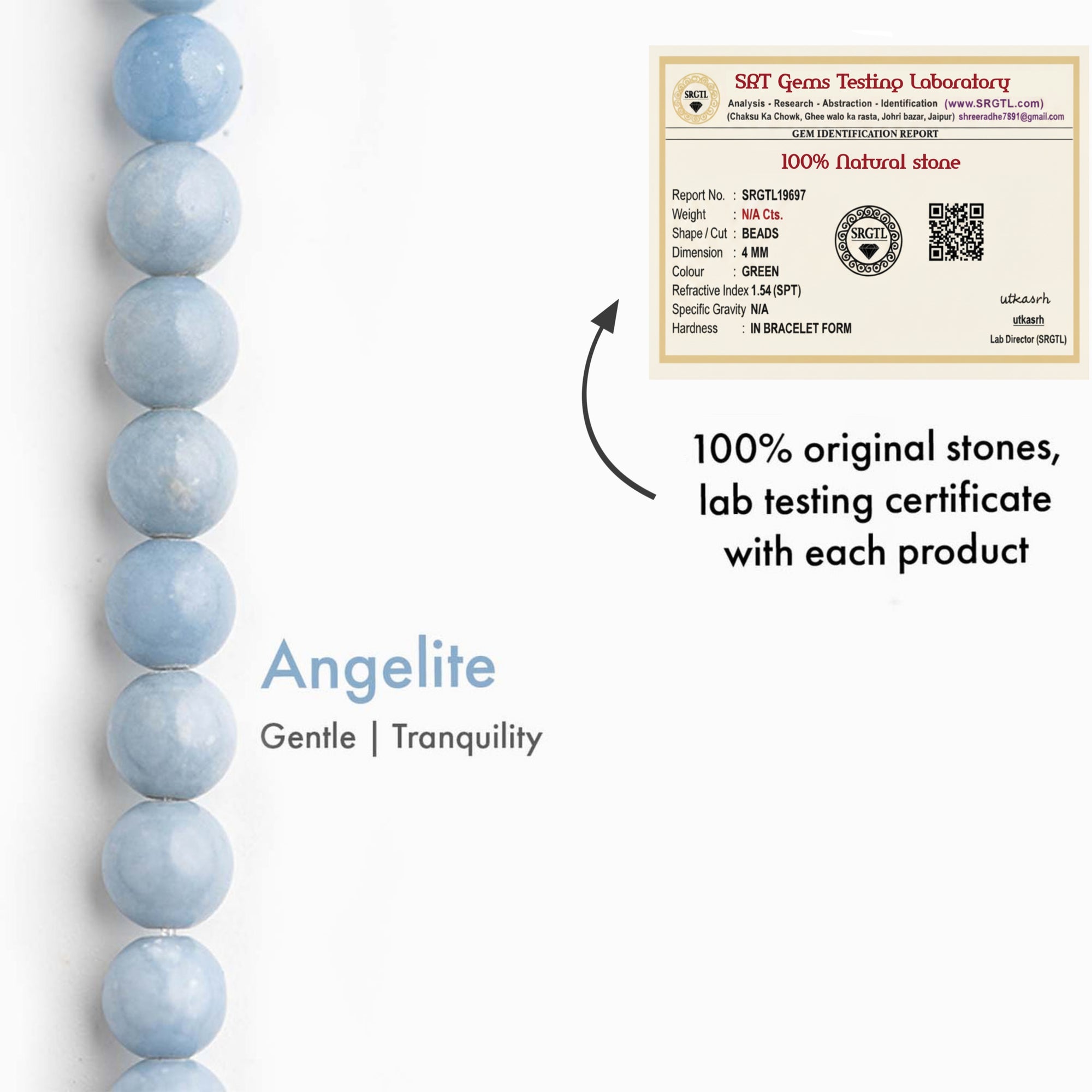 Calming Angelite Natural Stone Bracelet