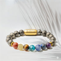 Money Magnet Pyrite 7 Chakra Natural Stone Bracelet