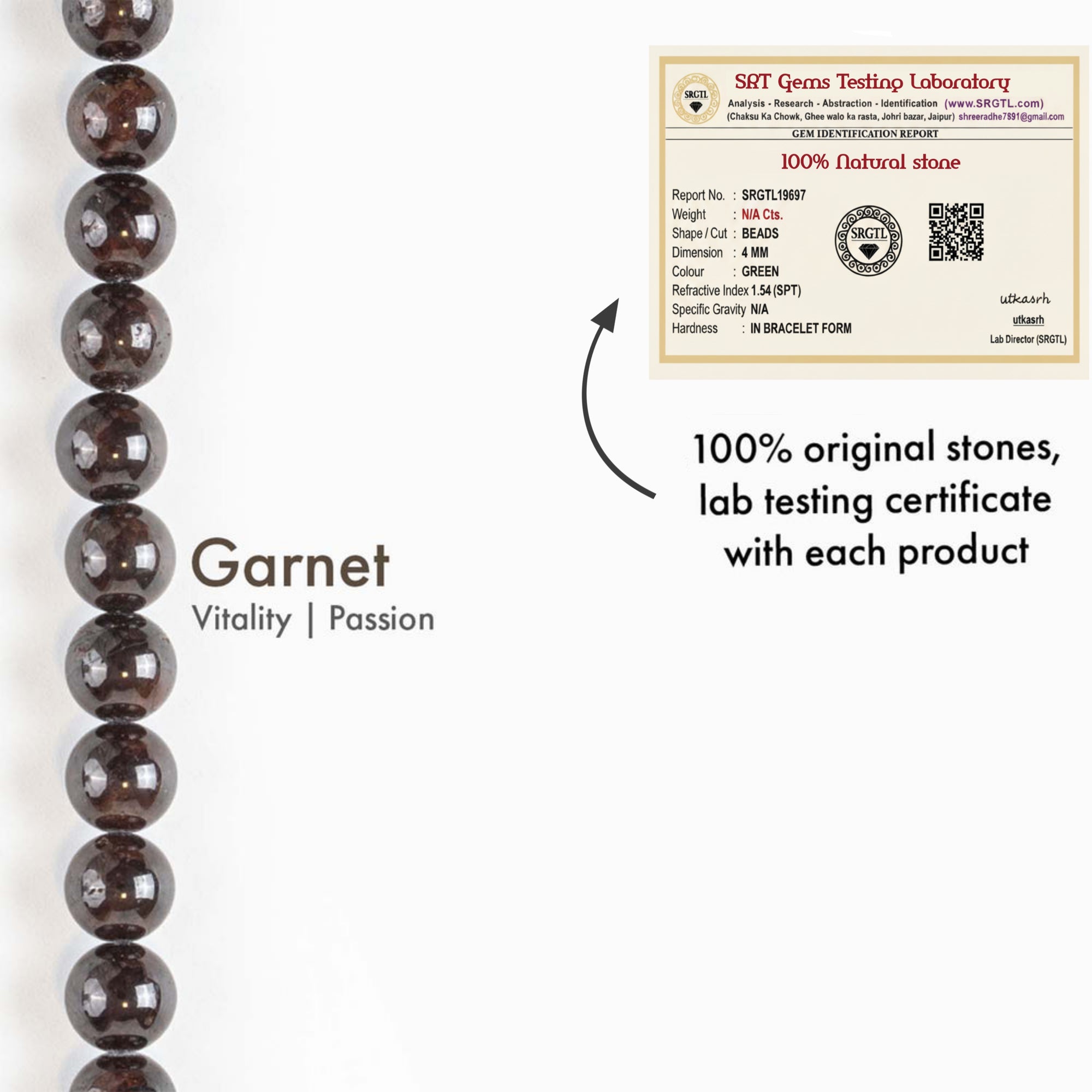 Energizing Garnet Natural Stone Bracelet