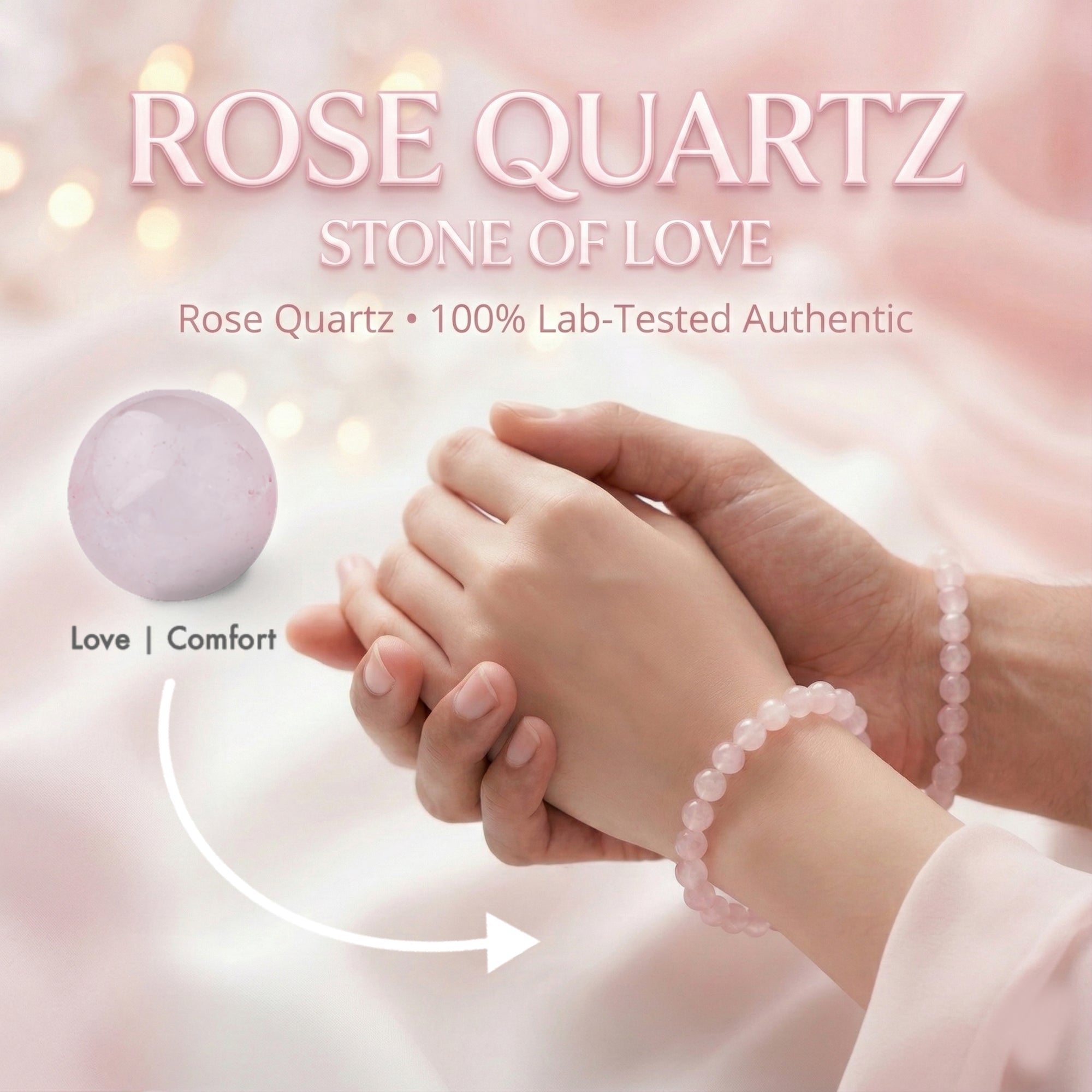 IRVYA Rose Quartz Natural Stone Bracelet (unisex)