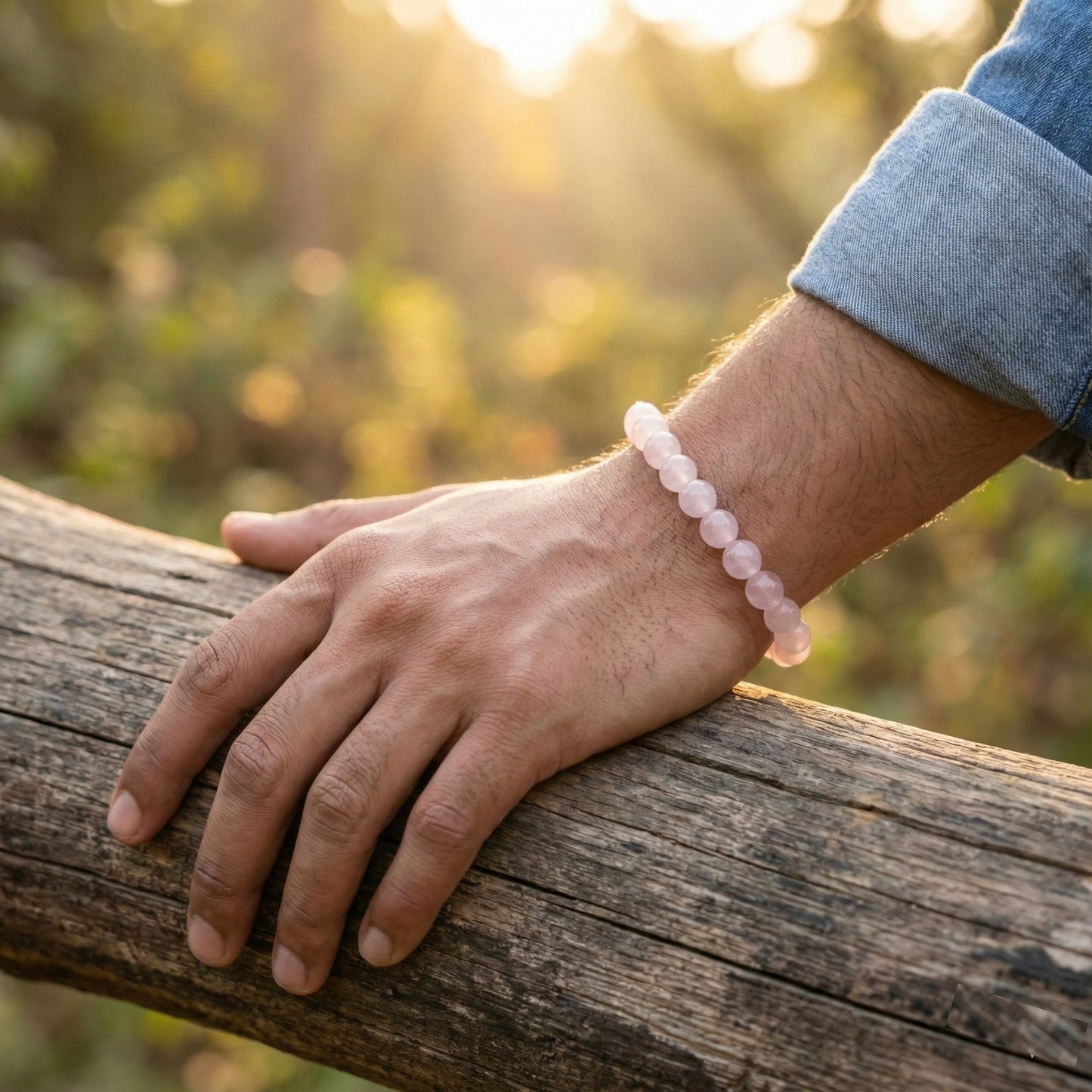 IRVYA Rose Quartz Natural Stone Bracelet (unisex)