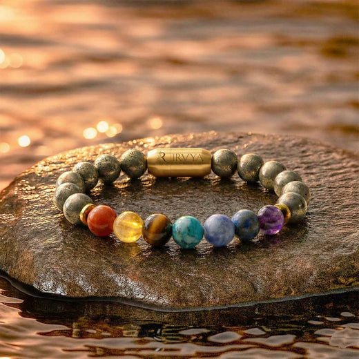 Money Magnet Pyrite 7 Chakra Natural Stone Bracelet (Unisex)