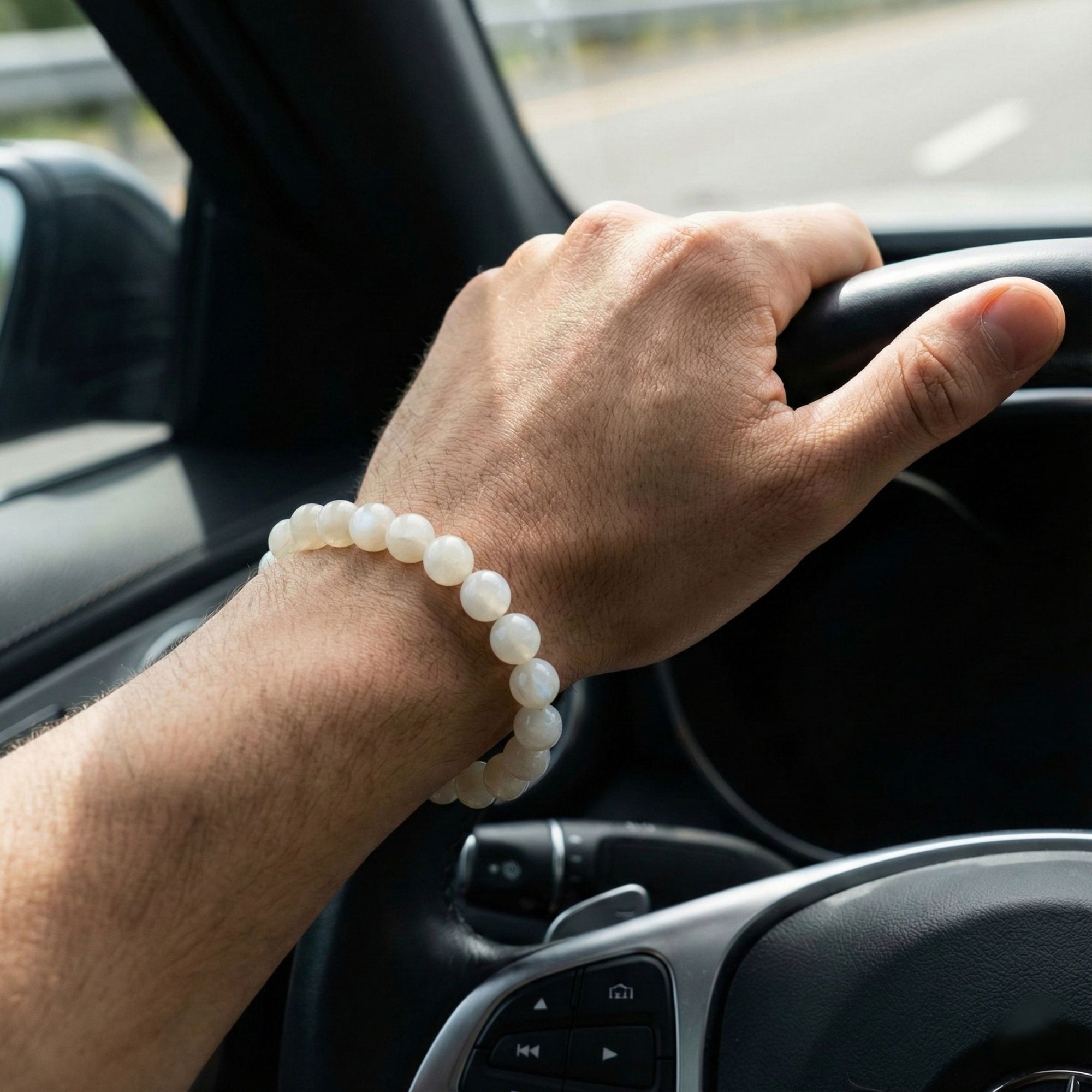 IRVYA Moonstone Natural Stone Bracelet With Aero-look (Unisex)