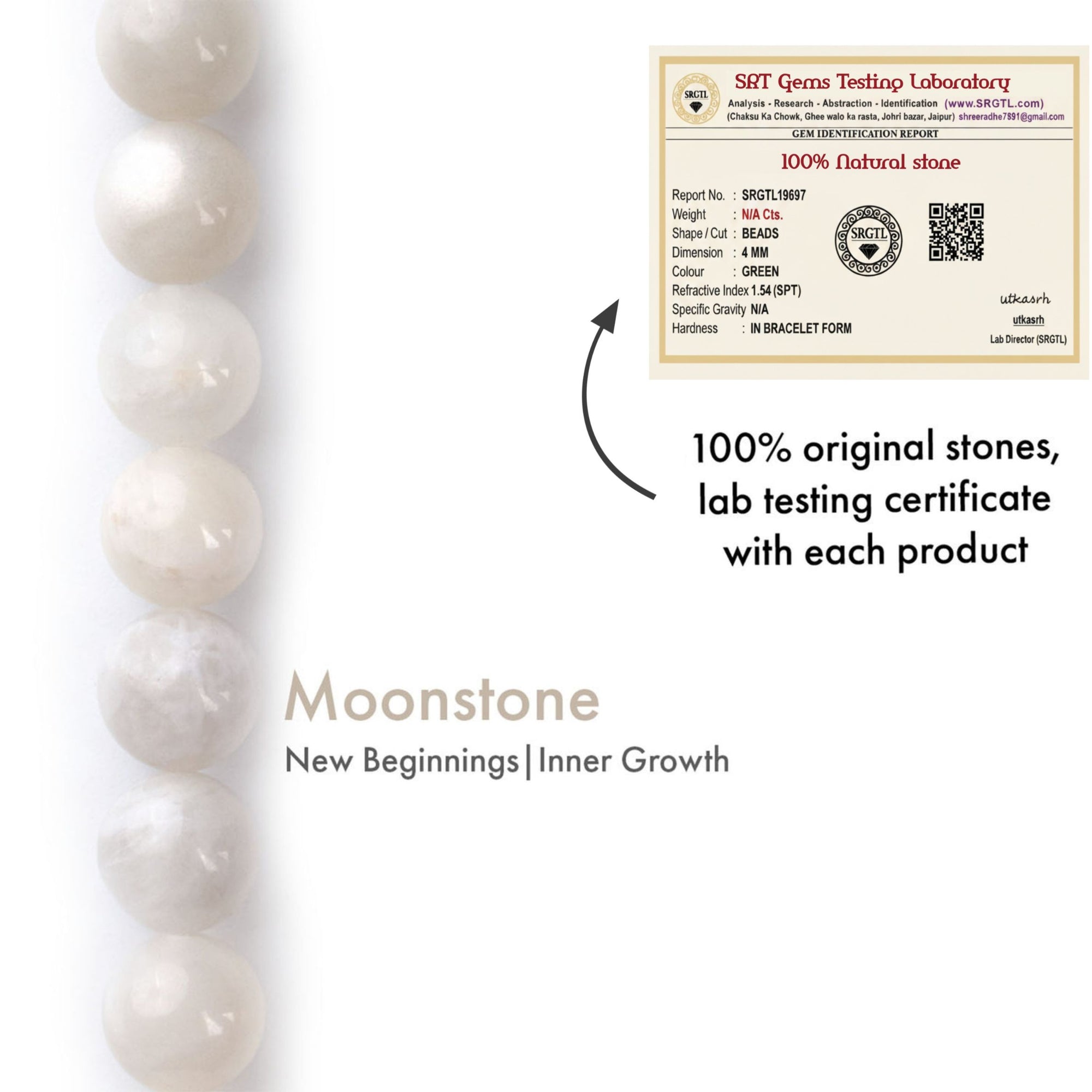 IRVYA Moonstone Natural Stone Bracelet With Aero-look (Unisex)