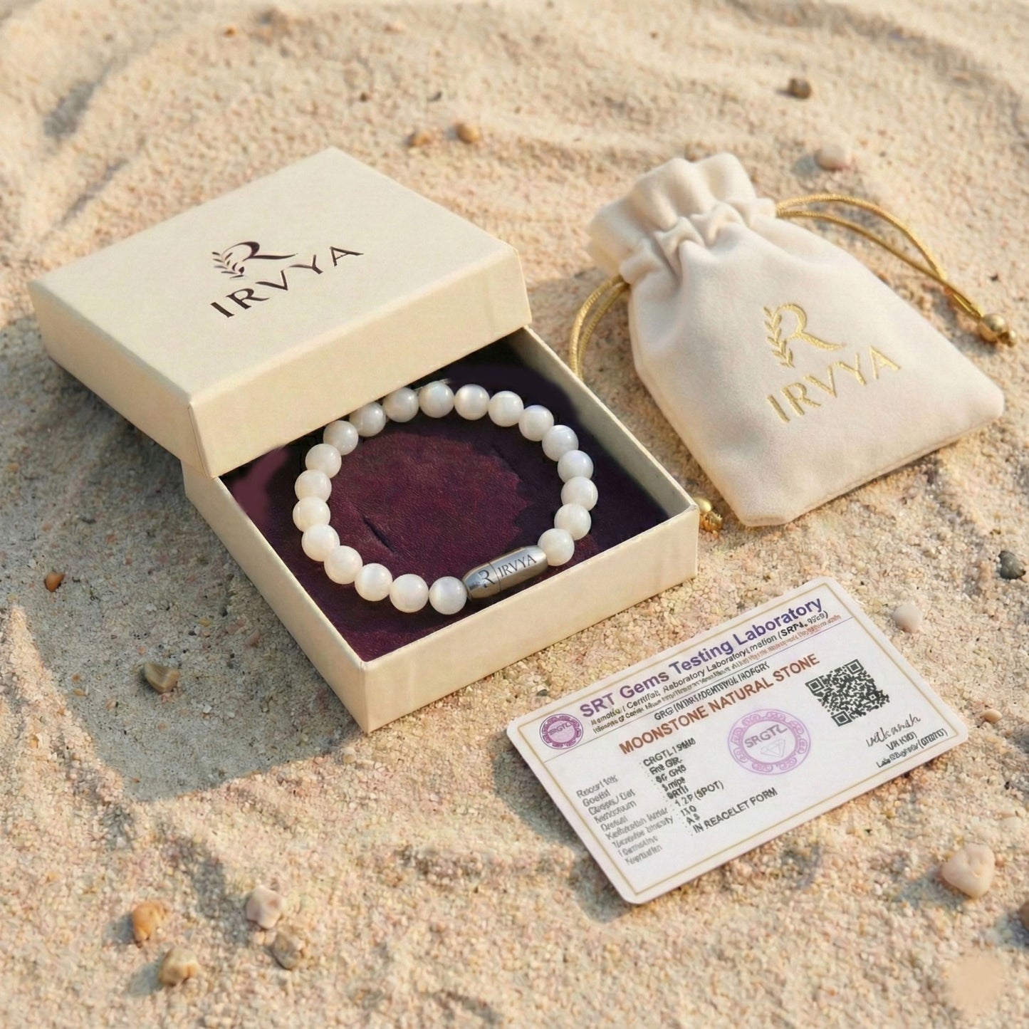 IRVYA Moonstone Natural Stone Bracelet With Aero-look (Unisex)