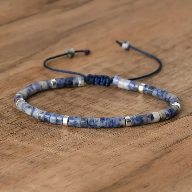 Blue Dot Natural Stone Bracelet For Focus, Protection, and Inner Calm