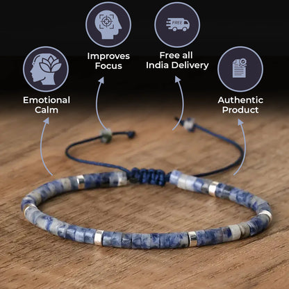 Blue Dot Natural Stone Bracelet For Focus, Protection, and Inner Calm