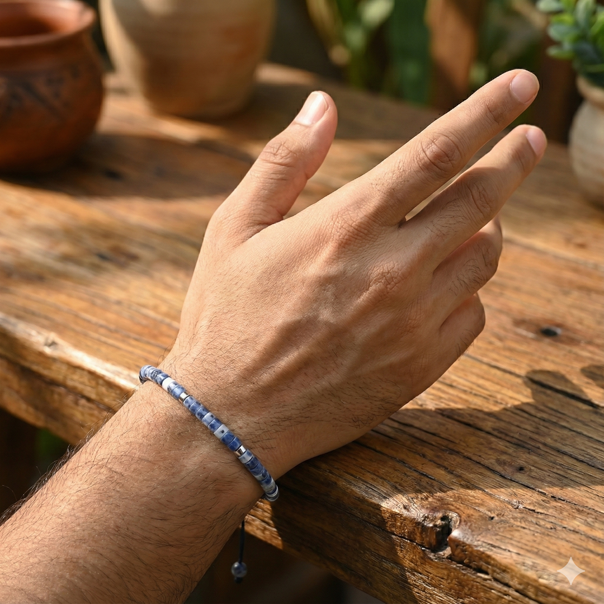 Blue Dot Natural Stone Bracelet For Focus, Protection, and Inner Calm