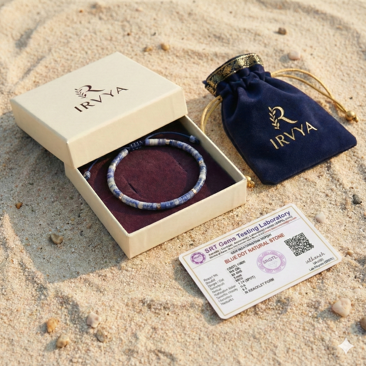 Blue Dot Natural Stone Bracelet For Focus, Protection, and Inner Calm