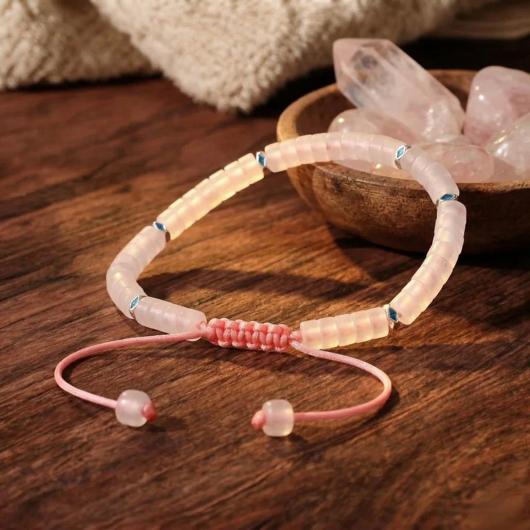 Rose Quartz Natural Stone Bracelet for Love, Compassion, and Emotional Healing