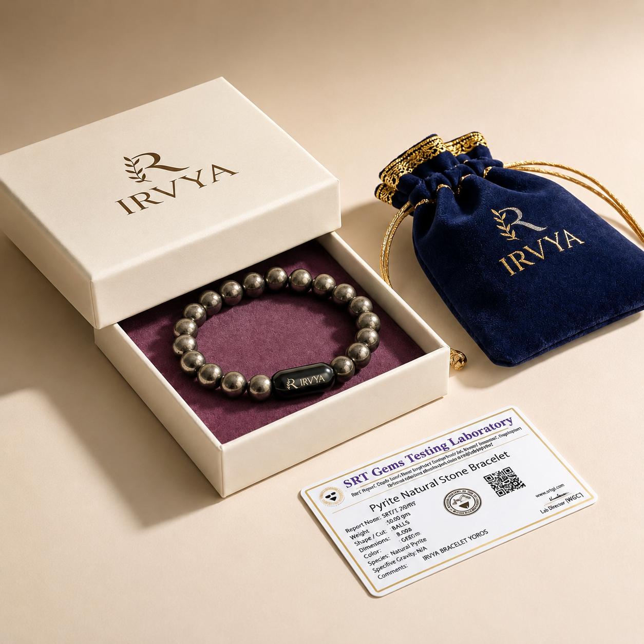 Money Magnet Pyrite Natural Stone Bracelet By IRVYA (Unisex)