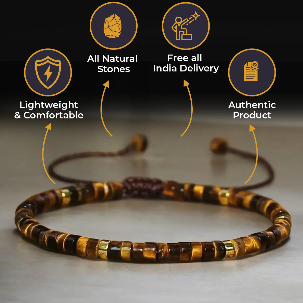 Tiger Eye Natural Stone Bracelet For Confidence, Protection, and Energy