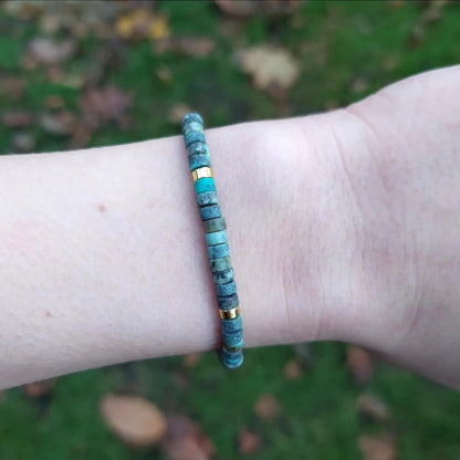 African Turquoise Natural Stone Bracelet – Stone of Evolution & Strength