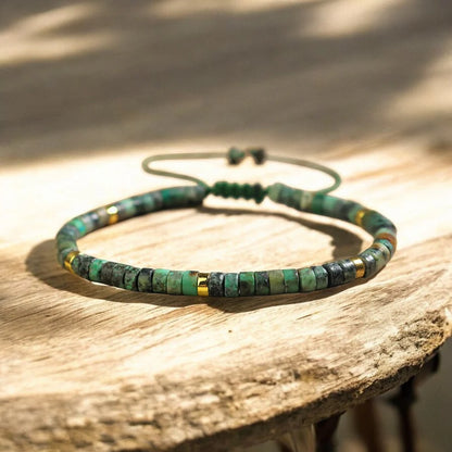 African Turquoise Natural Stone Bracelet – Stone of Evolution & Strength