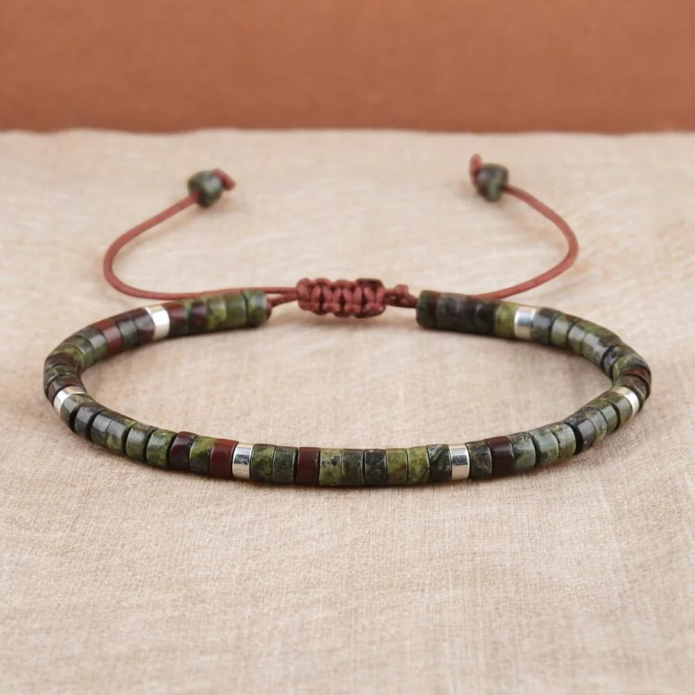 Dragon Bloodstone Natural Stone Bracelet for Courage, Strength, and Vitality