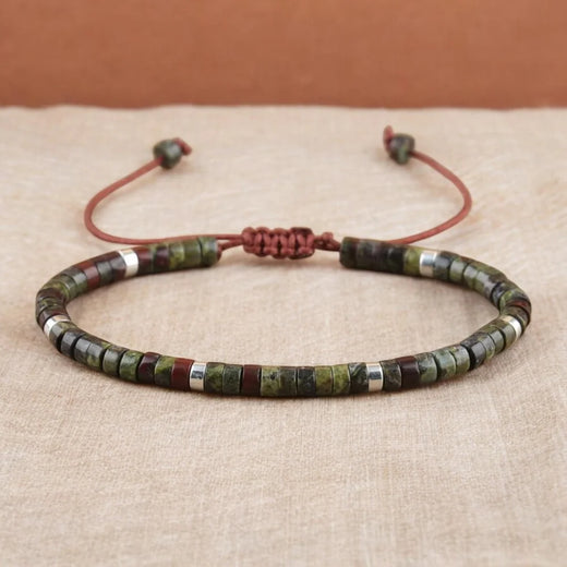 Dragon Bloodstone Natural Stone Bracelet for Courage, Strength, and Vitality