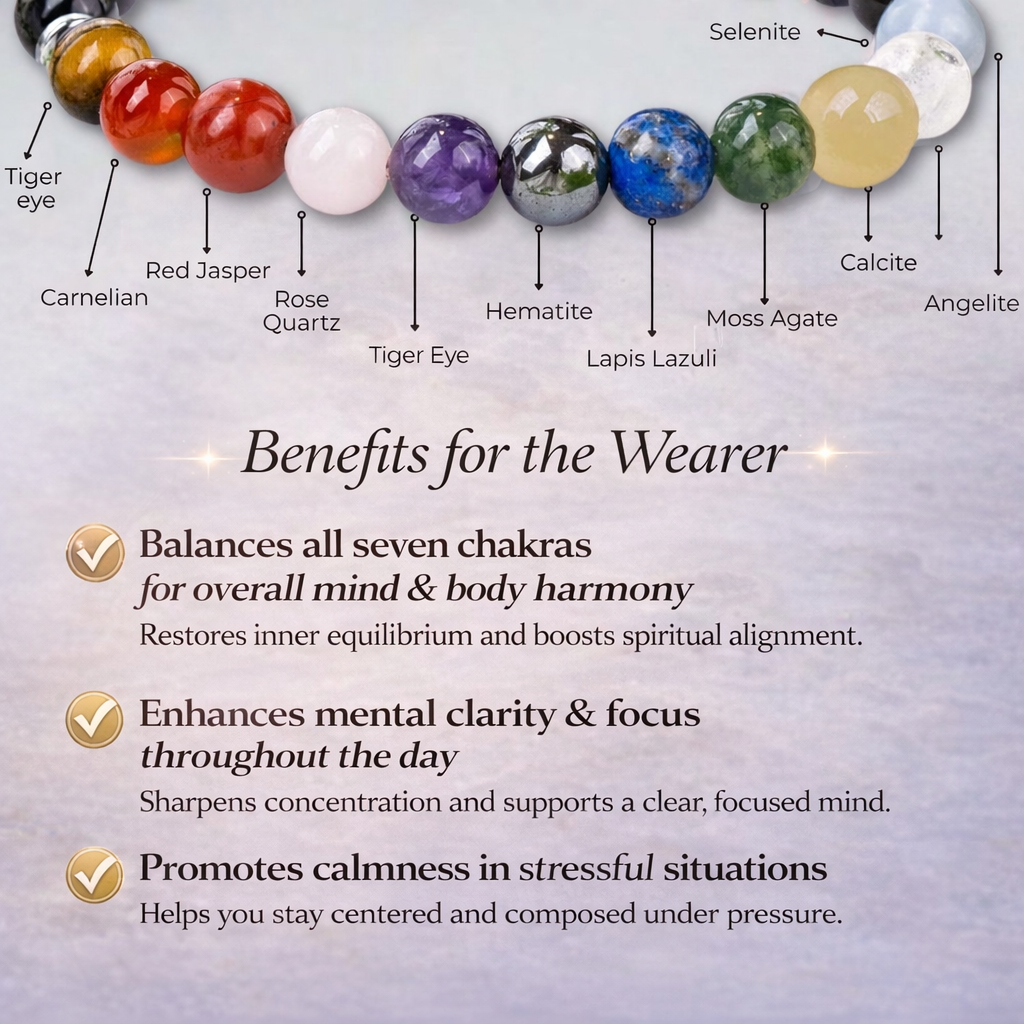 11 Chakra natural Stone Bracelet by IRVYA