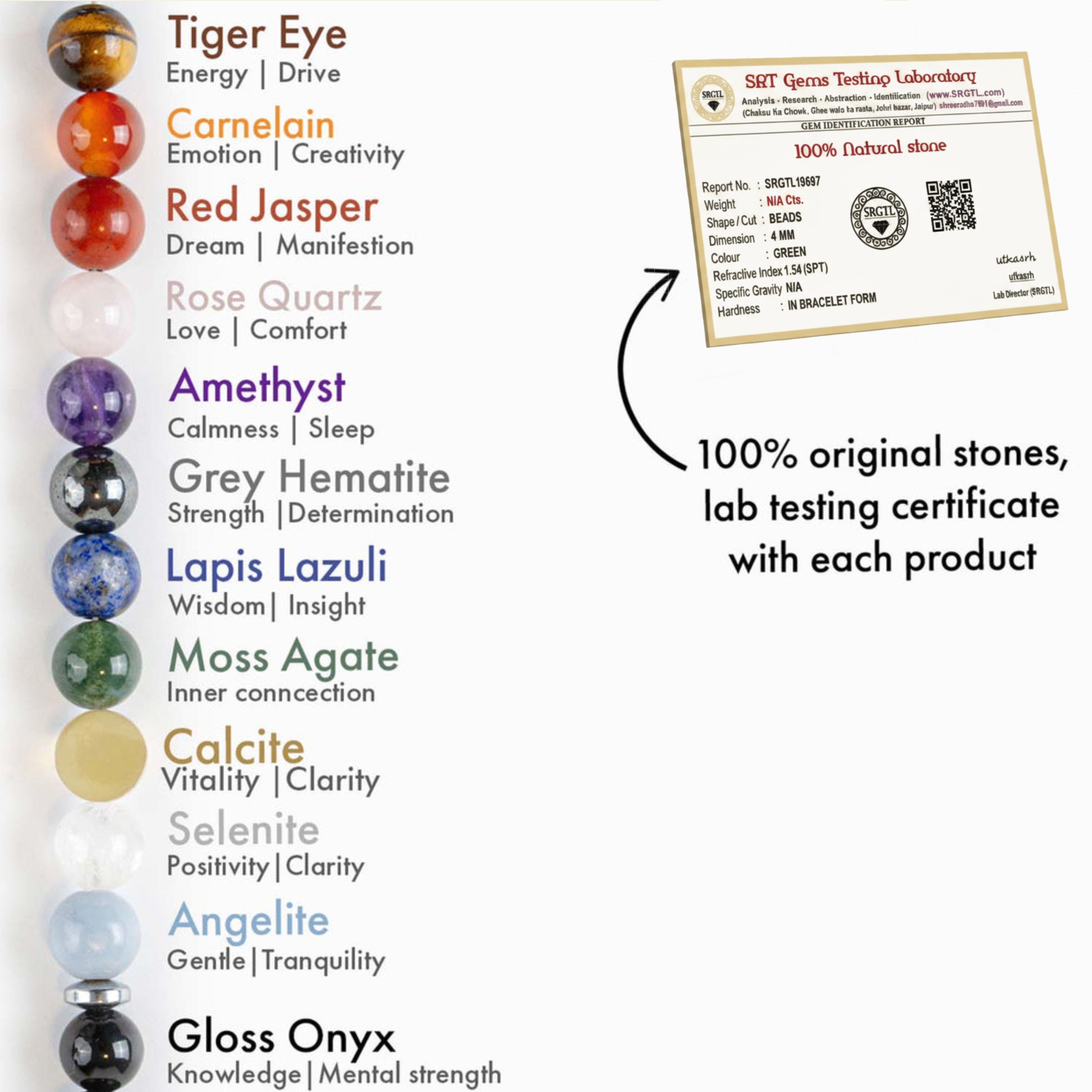 11 Chakra natural Stone Bracelet by IRVYA